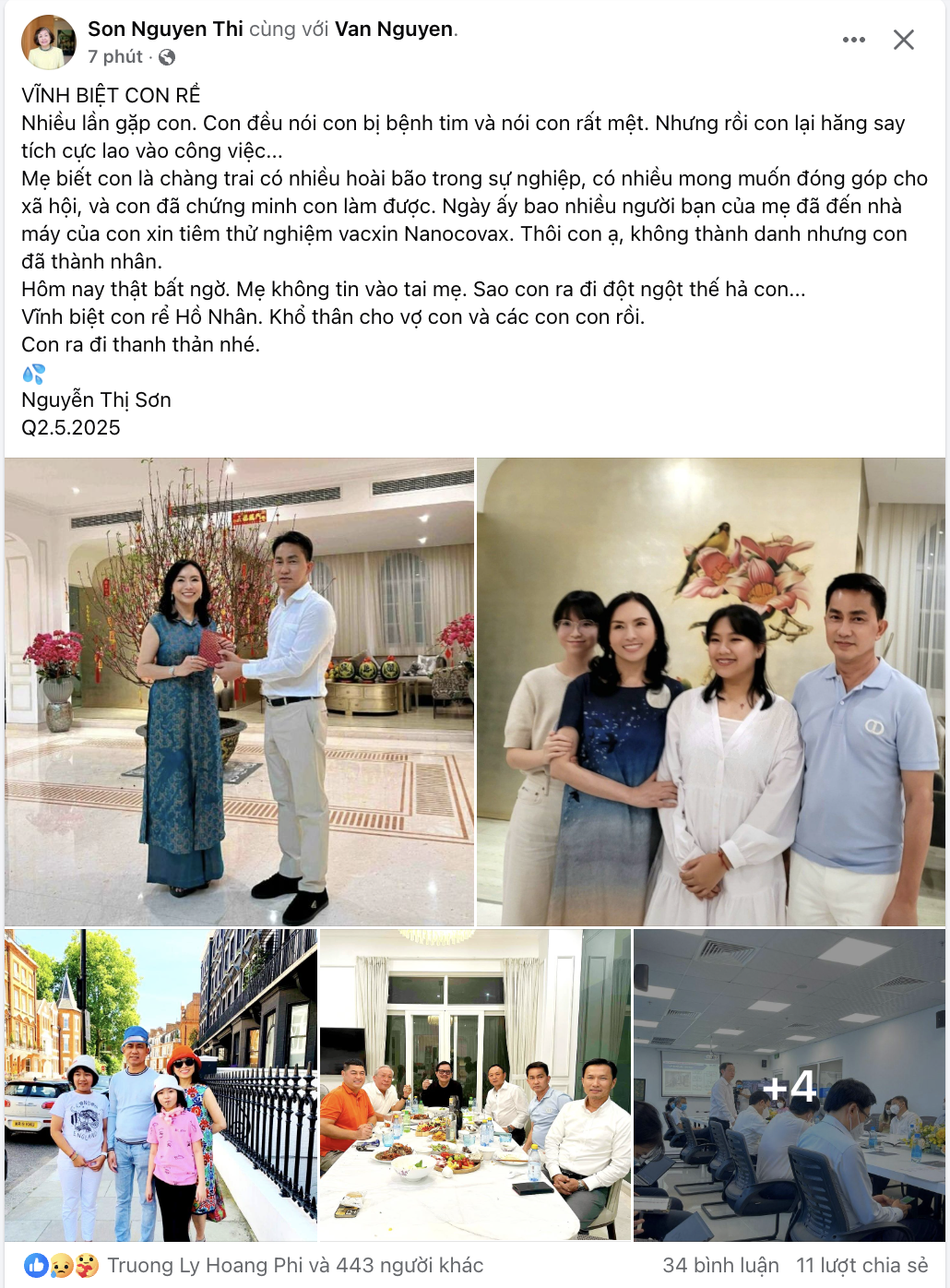 Ông Hồ Nhân - cựu CEO Nanogen, con rể gia tộc Sơn Kim qua đời