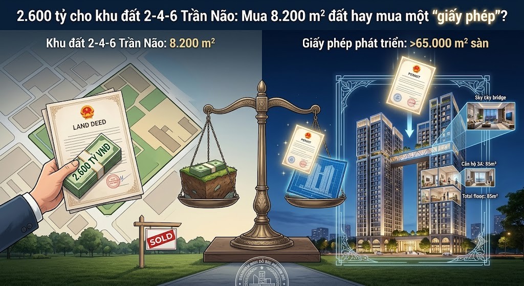 2.600 tỷ cho khu đất 2-4-6 Trần Não: Mua 8.200 m² đất hay mua một “giấy phép” để phát triển 2 tháp căn hộ với hơn 65.000 m² sàn?